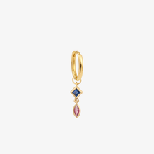 Charger l'image dans la visionneuse de la galerie, Mini boucle d'oreilles piercing saphir bleu foncé saphir rose Or 18 carats Sophie d'Agon Face