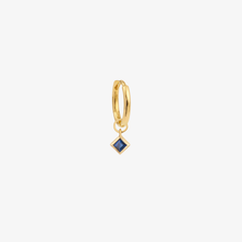 Cargar imagen en el visor de la Galería, Mini boucle d'oreilles piercing saphir bleu foncé Or 18 carats Sophie d'Agon face