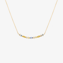 Load image into Gallery viewer, Collier Gaia 1 Givre en or 18k avec saphir bleu, jaune et diamants salt & pepper face