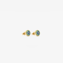 Cargar imagen en el visor de la Galería, Luna Puces d'oreilles 1 Hydra avec 18k avec émeraudes et saphirs jaunes profil