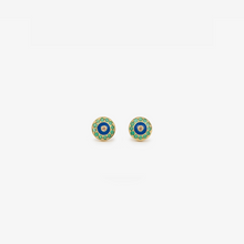 Cargar imagen en el visor de la Galería, Luna Puces d'oreilles 1 Hydra avec 18k avec émeraudes et saphirs jaunes face