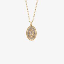 Load image into Gallery viewer, Collier Ani Lune or jaune, diamants salt and pepper et saphirs face