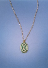 Charger l'image dans la visionneuse de la galerie, Collier Ani 2 Anis en or jaune 18k avec émeraudes et diamants blanc, nature-m