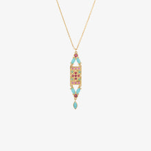 Charger l'image dans la visionneuse de la galerie, Collier Ava or jaune, turquoises, rubis, saphirs roses et émeraudes face