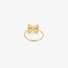 Load image into Gallery viewer, Bague Papillon or jaune 18 carats, saphirs bleus, saphirs jaunes, saphir rose et diamants, dos