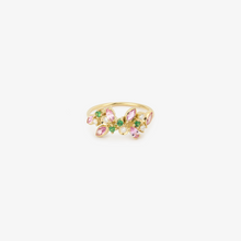 Charger l'image dans la visionneuse de la galerie, Camélia Bague 1 Pivoine, tsavorites, saphirs roses, diamants blancs, face
