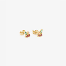 Charger l'image dans la visionneuse de la galerie, Boucles d’oreilles Camélia or jaune, émeraudes, rubis, saphirs roses profil