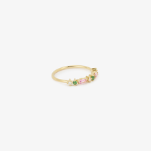 Charger l'image dans la visionneuse de la galerie, Gaia bague 2 Pivoine, tsavorites, diamants blancs, saphirs roses, profil