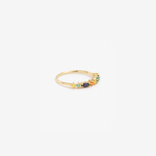 Load image into Gallery viewer, Bague Gaia 2 Verte avec émeraude, saphir cognac, jaune et marine profil