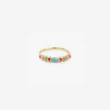 Load image into Gallery viewer, Bague Gaia 3 Turquoise en or jaune avec turquoise, saphir rose, rubis et émeraude face
