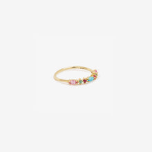 Load image into Gallery viewer, Bague Gaia 3 Turquoise en or jaune avec turquoise, saphir rose, rubis et émeraude profil