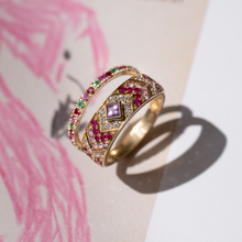 Cargar imagen en el visor de la Galería, Combo Love Ani Sakura diamants salt and pepper, emeraude, saphir rose, rubis