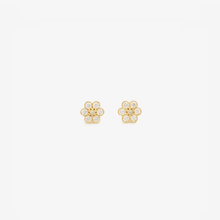 Cargar imagen en el visor de la Galería, Miniflower Boucles d'Oreilles 4 diamant, or jaune et diamants blancs,face