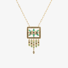 Charger l'image dans la visionneuse de la galerie, Collier Rita 1 Vert or 18k emeraude, saphir, diamants Face