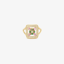Cargar imagen en el visor de la Galería, Rita bague 4 Pivoine, tsavorites, saphirs roses, diamants blancs face