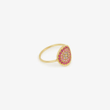 Load image into Gallery viewer, Bague Yellowstone 1 rouge, avec saphir rose, bleu ciel et jaune profil