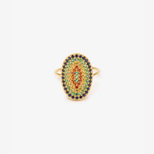 Load image into Gallery viewer, Bague Ani 1 bleue or jaune, émeraudes et saphirs face