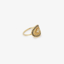 Charger l'image dans la visionneuse de la galerie, Bague Athéna 1 noire or jaune, saphirs et diamants profil