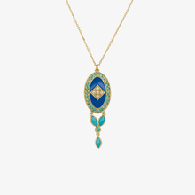 Cargar imagen en el visor de la Galería, collier or jaune recyclé émail turquoise emeraude Sophie d'Agon
