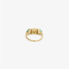 Load image into Gallery viewer, Bague Ava 2 verte or jaune, émeraudes, saphirs jaunes et diamants noirs dos