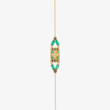 Load image into Gallery viewer, Bracelet or jaune recyclé emeraude diamants noirs Sophie d'Agon face