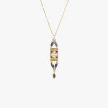 Load image into Gallery viewer, Ava Collier 1 Marine, or Jaune , diamants blancs, saphirs bleu