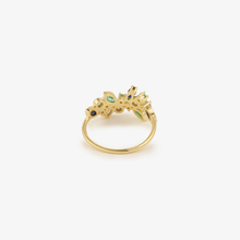 Load image into Gallery viewer, Bague camélia or saphirs bleu emeraude verte sophie d'agon dos