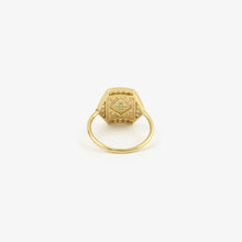Load image into Gallery viewer, Bague Paloma 1 rose or jaune, émeraudes, saphirs bleus et roses dos