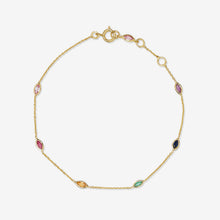 Load image into Gallery viewer, Bracelet Rainbow or jaune, rubis, saphirs rose, violet, jaune, bleu et émeraude