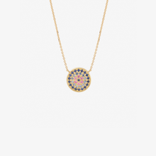 Load image into Gallery viewer, Collier Yellowstone Bleu or jaune, saphirs bleus et roses face