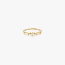 Load image into Gallery viewer, Gaia bague 5 diamant, or jaune et diamants blancs, face
