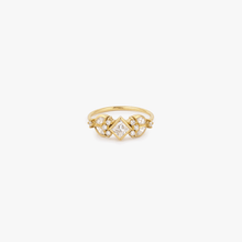 Load image into Gallery viewer, Nymphéa bague 3 diamant or jaune, diamants blancs, face
