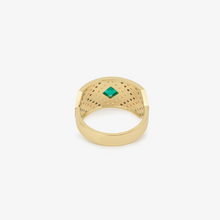Load image into Gallery viewer, Bague Ani 2 verte, or jaune, diamants noirs, émeraudes, saphirs bleus, jaunes et cognac,Dos
