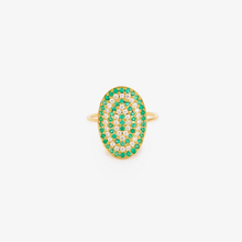 Load image into Gallery viewer, Bague Ani 1 Anis en or 18k avec émeraudes et diamants blancs face
