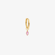 Load image into Gallery viewer, Mini boucle d'oreilles piercing saphir rose Or 18 carats Sophie d'Agon Face
