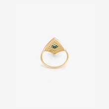 Load image into Gallery viewer, Ginger Bague 4 Océan, Sophie d'Agon, émail blanc, diamants salt and pepper, tourmaline, or jaune 18 carats recyclé, dos
