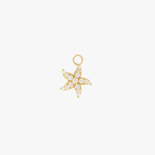 Load image into Gallery viewer, Charm étoile de mer, or jaune 18 carats, diamants blancs, face
