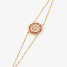 Load image into Gallery viewer, Yellowstone Bracelet 1 Rouge, or jaune 18 carats, rubis, saphirs violets, saphirs roses, saphir jaune, profil
