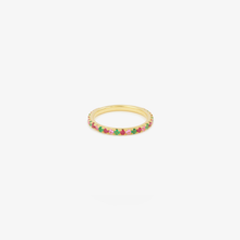 Load image into Gallery viewer, Sophie d'Agon, bague or jaune 18 carats, gaia love, émeraudes, saphirs roses, rubis, face 
