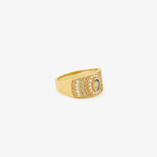 Load image into Gallery viewer, Bague Ani 4 Sable en or 18k avec saphirs vert tilleul, saphirs cognac, saphir vert, diamant blanc profil
