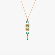 Charger l'image dans la visionneuse de la galerie, Collier Ava or jaune, diamants noirs, saphirs jaunes et émeraudes face
