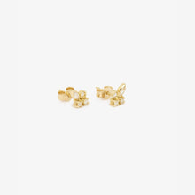 Load image into Gallery viewer, Camélia Boucles d'Oreilles 1 Diamant, or jaune et diamants blancs, profil
