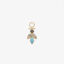 Load image into Gallery viewer, Charm Luciole turquoise or jaune 18 carats turquoise naturelle face
