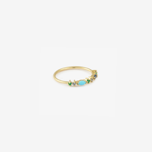 Load image into Gallery viewer, Bague Gaia 2 Bleue avec saphir bleu marine, émeraude, salt &amp; pepper et turquoise face

