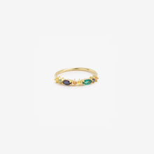 Load image into Gallery viewer, Bague Gaia 2 Verte avec émeraude, saphir cognac, jaune et marine face
