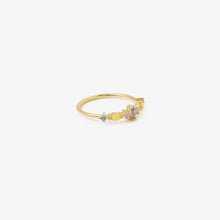 Load image into Gallery viewer, Bague Gaia 5 Jaune en or jaune avec saphir jaune, rose et marine, diamant salt &amp; peper profil
