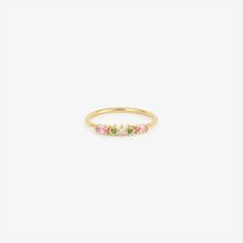 Load image into Gallery viewer, Gaia Bague 6 Pivoine, or jaune 18 carats, saphirs roses, tsavorites, diamant blanc, face
