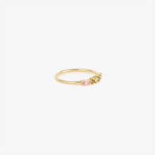 Load image into Gallery viewer, Gaia Bague 6 Pivoine, or jaune 18 carats, saphirs roses, tsavorites, diamant blanc, profil
