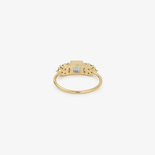 Load image into Gallery viewer, Ginger Bague 2 Bleue, or jaune, saphir bleu, diamant salt and pepper, dos
