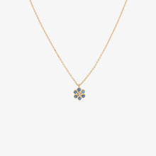 Load image into Gallery viewer, Miniflower Collier 1 Bleu , or jaune , saphirs bleu , diamant 
